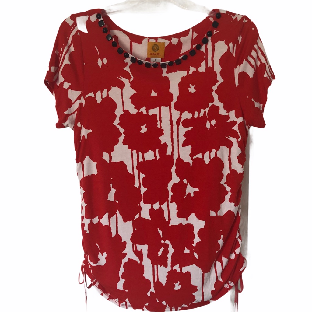 Ruby Rd Red & White Blouse